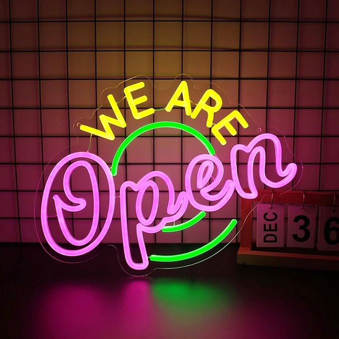 We Are Open Neon Sign, Neon Signs for Wall Decor Neon LED Signs Room Neon Light Up Signs Home Decor for Business Restaurant Cafe Club Party Bar Shop USB Operated