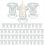 50 Pieces Glass Taper Candle Holders Bulk Clear Glass Taper Candlestick Holders for Wedding Table Centerpiece Party Decoration 2.2 Inch
