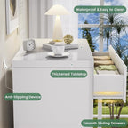 56" Tall Dresser for Bedroom, White Fluted Dresser with 6 Deep Drawers, Modern Chest of Drawers with Curved Profile, Handleless, Wooden Drawer Organizer for Living Room, Hallway, Closet