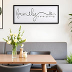 Foutcheou Family is Everything Wall Decor Sign 32"×12" for Family Living Room Large Wood Framed Wall Art Hanging Decoration (Black)
