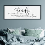 SRSZHIYUE Family A Little Bit Of Crazy Loud Sign Wall Decor Art 32"×12" Large Wood Framed Wall Hanging (Black)