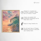 Framed Wall Art for Beach Wall Decor, 13pcs Beachy Prints for Room Decor, Natural Oak Framed Wall Prints, Ready to Hang Beach Artworks, Eclectic Wall Pictures, Coastal Room Decor