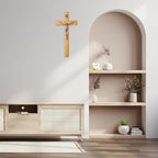 ACHIBANG Catholic Crucifix Wall Cross – 12 Inch Wooden Jesus Cross for Wall, Faithful Christian Cross Wall Gift for Prayer Room, Home, Confirmation or Easter