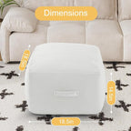 MeMoreCool Square Stuffed Pouf Ottoman Foot Rest, Floor Pouf Foot Stool with Foam Chunk Filling, Soft Stuffed Ottoman Footrest for Living Room, Off-White