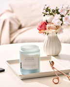 M&SENSE Clean Cotton Scented Candle - 19.4oz Natural Soy Wax Clean Cotton Blossom Scent Non Toxic Candle, 110-Hour Slow Burning 2-Wick Aromatherapy Home Fragrance Gifts for Home Decor