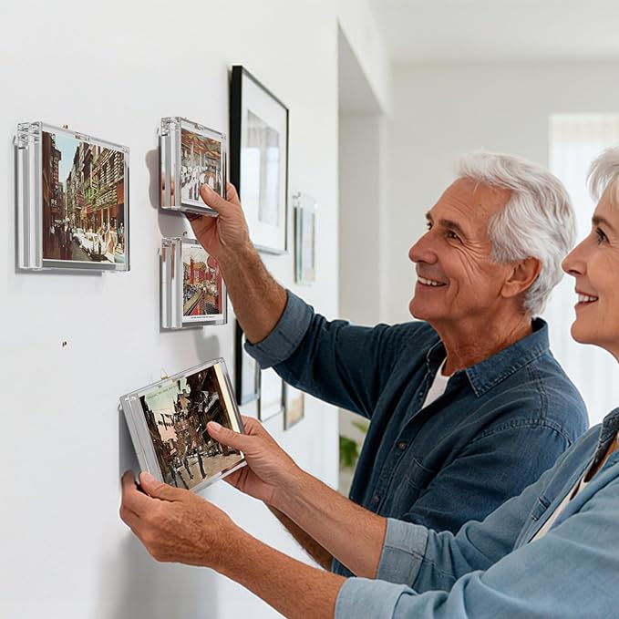 AITEE 4x6 Acrylic Picture Frames 3 Pack: 20% Thicker Block, Clear Picture Frames Freestanding Double Sided Magnetic Acrylic Lucite Frameless Transparent Square Photo Frame Gift for Wall and Desktop Display