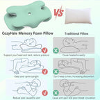 Cervical Pillow for Neck and Shoulder Pain Relief, Ergonomic Neck Pillow for Sleeping, Contour Memory Foam Cervical Pillow, Neck Pillow for Side Back Stomach Sleepers with Ice Silk Fabric (Green)