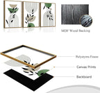 Bwodke Boho Wall Art, Framed Abstract Wall Art, Line Plants Leaf Canvas Wall Decor, Mid Century Sage Green Geometric Pictures Set of 3, Minimalist Paintings, for Bedroom Living Room Bathroom 12"x16"