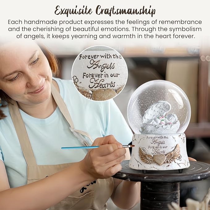 Fall Indoor Decor Angel Statue, Healing Angel Figurines for Women, Thanksgiving Gift Ideas,Resin Angel Statue Music Snow Globe Cat Dog Pet Memorial Gifts, pet Loss Sympathy Gift