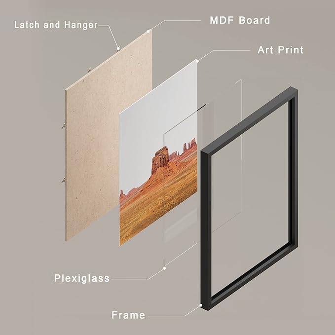 SIGNWIN Framed Arizona Texas Mountain Valley Wall Art, Set of 4 Landscape Wall Decor Prints, Nature Wilderness Wall Décor for Living Room, Bedroom - 11"x14"x 4 Black