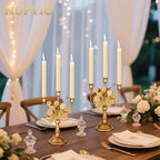 NUPTIO Candlestick Holders Candelabras Gold Candle Stick Stands 2 Pcs Metal Candelabra Centerpieces Candlestick Holders for Tapered Candles Wedding Birthday Party Dining Table Christmas Decoration 11"