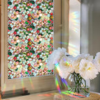 Window Film, Decorative Colorful Flower Stained Static Glass Window Clings Stickers for Home Office Living Room Bedroom Glass Windows Door Decor 16.93 x 39.37 Inches