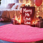 Round 4x4ft Fluffy Hot Pink Rug: Ultra Soft Furry Girls Bedroom Carpet- Oval Plush Shag Nursery Rug for Girls Room & Kids Room- Round Fuzzy Rugs, Home Decor, Non-Slip Easy Clean