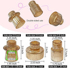 Double Sided Vintage Ribbed Taper Glass Candle Holders,Tea Candle Holder for Table Centerpieces, Wedding Decorations and Dinner Parties (Gold, 3 PCS)