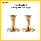 Rely+ Candlestick Holders Set of 2 Mini Stand Dinning Table Centerpiece Candle Holders Taper Candlesticks Holders Decor Home Candle Holder for Mantel Decorations (Gold)