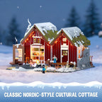 Spa-Cabin Winter Lighting-Building-Bricks Set - 2235 Pcs Christmas House Winter Lodge LED Light Construction Building Christmas Village Model Set for Adults and Families