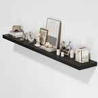 Floating Shelves for Wall, 72"W x 9.3"D x 1.5"H, Long Wooden Wall Mounted Display Shelves with Invisible Brackets for Living Room, Bedroom, Bathroom, Kitchen Decor and Storage, Set of 1, Black