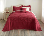 BrylaneHome Bedding Lightweight All Season Modern Amelia Quilted Damask Oversized Ultra Soft Bedspread - Full, Berry