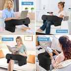 cjc Reading Pillow for Gaming, Memory Foam Gaming Pillow for Lap with Coaster, Hight Adjustable Lap Desk Pillow for Reading, Working, Crocheting or Sitting in Bed Floor Sofa (Black)