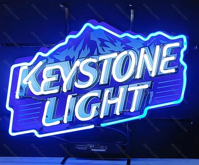 Neon Signs for Wall Decor Beer Bar 20x24inch Keystone Light Mountain Sign Beer Bar Pub Man Cave Business Glass Lamp Light Neon Tubing