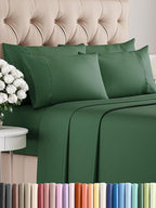 Cal King Sheets Set 6 Piece - Includes 4 Pillowcases - Bed Sheets Cal King Size - Soft Hotel Luxury Bedding - Cooling, Comfy & Breathable - 1 Flat & 1 Fitted & 4 Pillowcases w/ Deep Pockets - Emerald