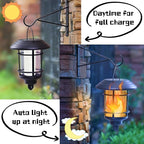 Dynaming 4 Pack Solar Flame Wall Lanterns Outdoor, Solar Powered Wall Mounted Sconce Lights, Flickering Flame LED Light Auto On/Off Hanging Lights, Waterproof for Garage Stair Patio Porch Yard