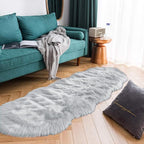 Latepis Grey Faux Sheepskin Fur 2x6 Runner Rugs High Pile Soft Plush Fuzzy Rug for Bedroom Bedside Shag Rug Fluffy Carpet for Living Room Home Décor