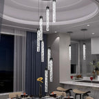 Pendant Light Fixtures LED Black 8-Light Chandelier for Living Room Modern Bubble Crystal Chandelier Entryway Foyer Dimmale 2700K-6000K