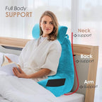Nestl Reading Pillow Large Bed Pillow, Back Pillow for Sitting in Bed Shredded Memory Foam Chair Pillow, Reading & Bed Rest Pillows Bright Blue Back Pillow for Bed, Bed Chair Arm Pillow with Pockets