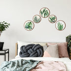 Qunclay 5 Pcs Wall Art Decor Wooden Living Room Wall Decor Bohemian Hanging Farmhouse Geometric 10'' and 8'' Aesthetic Wood Minimalist Posters for Bedroom(Leaves)