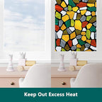 Volcanics Decorative Stained Glass Window Privacy Film with Installation Tools– Static Cling Privacy Sticker for Home & Church, Non-Adhesive, Anti-UV & Heat Blocking, 17.5 x 78.7 Inches