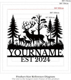Personalized Deer Forest Name metal Signs,Custom Shed Metal Wall Decor,Black Deer Metal Wall Art Decor,Deer Home Metal Signs Plaques,Outdoor wall Decorative Signage (Style E)