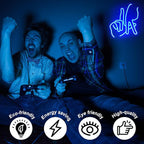 Los Angeles Gesture Neon Sign Baseball Team Neon Lights for Man Cave Decor Blue Letters Gesture LED Sign Fingers Neon Wall Sign LA Neon Signs for Wall Bedroom Garage Game Room Decor