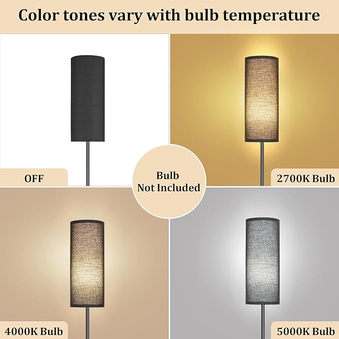 PARTPHONER Floor Lamp for Living Room, Modern Standing Lamps with Lampshade, Minimalist Tall Lamp with Foot Switch for Living Room, Bedroom, Kids Room, Office(Bulb Not Included)