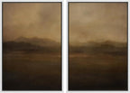 SIGNFORD Framed Canvas Print Wall Art Set Serene Misty Mountains Illustrations Modern Art Decorative for Living Room, Bedroom, Office - 24"x36"x2 White