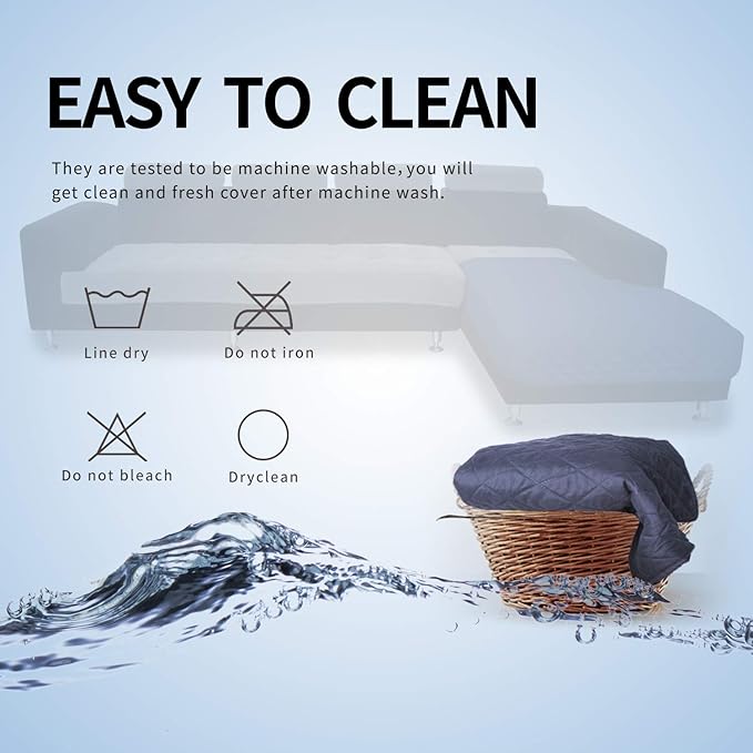 Easy-Going Sectional Couch Covers for Dogs L Shape Sofa Cover Reversible Sofa Slipcover Chaise Lounge Cover Furniture Protector Cover for Pets Dog Cat (42 x 68 inches, DarkBlue/DarkBlue)