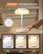 QiMH Battery Operated LED Table Lamp, 5000mAh Rechargeable Cordless Lamp Set of 2, Stepless Dimmable Touch Control, Small Waterproof Desk Night Light for Living Room, Bedroom, Outdoor Bar (White)