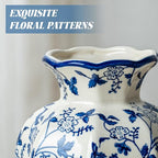 Small Blue and White Ceramic Vase, 6 Inch Vintage Chinoiserie Flower Vase Decorative Antique Vases for Home Decor, Rustic Porcelain Vase Farmhouse Shelf Table Centerpieces Decor