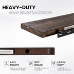Fun Memories Floating Shelves for Wall, 72" W x 9.3" D Wood Floating Shelf with Invisible Heavy-Duty Metal Bracket, Deep Floating Shelf for Living Room Kitchen, Walnut Finish