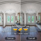 Crystal Chandeliers,Round Modern Tree Branch Chandelier,10-Light Farmhouse Raindrop Chandelier Light Fixture for Dining Room, Kitchen Island D31.5