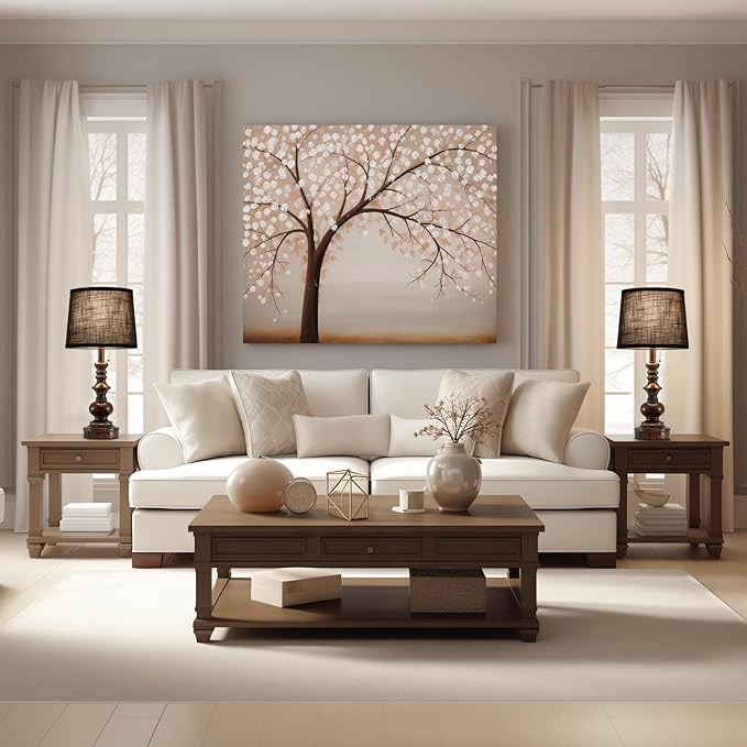 22'' Bedside Lamps for Bedroom Set of 2 Rustic Farmhouse Nightstand Lamps with USB A+C Charging Ports Traditional Table Lamps for Living Room Office, Wooden Finish, Black, Bulbs Not Include