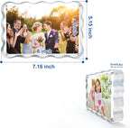 3 Pack 4x6 Acrylic Magnetic Picture Frame, 20 mm Thick Clear Double Sided Freestanding Photo Frame, Transparent Frameless Floating Frames with Magnets Corners, Scalloped