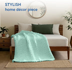 YnM Cooling Chunky Throw Blanket, Medium-Weight, Hand Knitted, Skin Friendly, Ventilated and Breathable, Machine Washable, Home Décor Piece for Couch, Sofa and Bed (Menthe Green, 60x80 Inch)