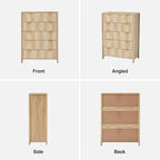 5 Drawer Dressers for Bedroom, Modern Closet Chest of Drawers with Waveform Fluted Panel, Large Wood Storage Dresser Organizer for Nursery Bedroom Living Room Hallway Closet, Natural