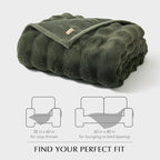 EVERGRACE Ultra Soft Luxury Fluffy Ridgeline Faux Rabbit Fur Throw Blanket, Thick Warm Bubble Throw for Bed, Cozy Plush Reversible Blankets for Couch, Chair, Sofa, Green, 60x80 Inches, 870 GSM