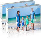 JOHOUSE 2 Pack 5 x 7 Acrylic Picture Frames, Double Sided Magnetic Photo Frames Self Standing Frameless Transparent for Desktop Display Gifts for Women