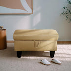 Ottoman Rectangular Storage Ottoman Bench, Flannel Footrest Stool Footstool with Lid for Living Room, Bedroom, Entryway, Light Brown, 28.5"x19"x17.5"