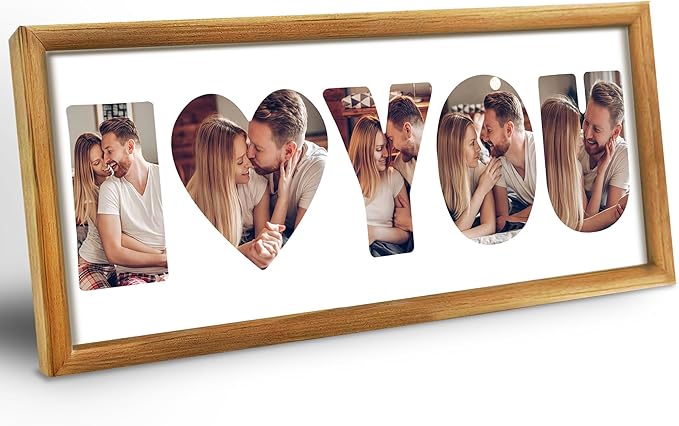 Gifts for Him/Her - Personalized Photo Frame with Love Design, Wall Mount or Tabletop Display, Romantic Gifts for Boyfriend Girlfriend Anniversary Birthday Valentine's