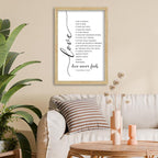 FZMHASLWW Love Is Patient Kind Wall Decor 16"×11" Love Never Fails 1 Corinthians 13 Bible Verse Sign Wood Framed Wall Hanging Art (Wood)