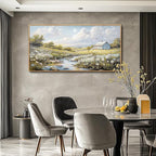 PHAOHUAXM Wall Art For Living Room Large Canvas Wall Decor For Bedroom Flower Watercolour Painting Office Decoration Countryside Scenery Mural Artwork Ready To Hang Home Decor 24x48 In Wood Framed